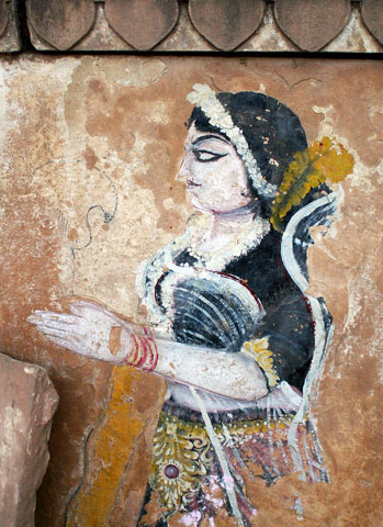 Painting of a gopi at Vamsi-vata