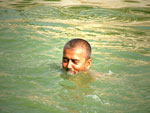 A submerging sadhu